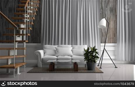 Room interior in Scandinavian style. 3D rendering