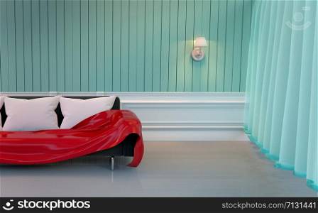Room light blue interior design. 3D rendering