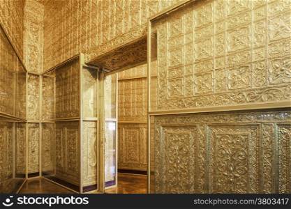 room made from gold, Botataung pagoda in Yangon, Burma (Myanmar)