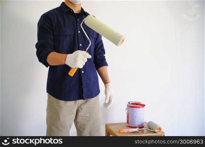 Room Painting Job painter man with roller
