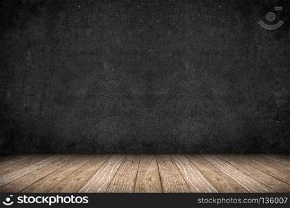 room perspective -blackboard wall and wooden floor