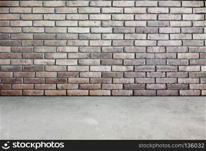 Room perspective-brick wall and cement ground,grunge