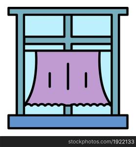 Room window curtain icon. Outline room window curtain vector icon color flat isolated on white. Room window curtain icon color outline vector