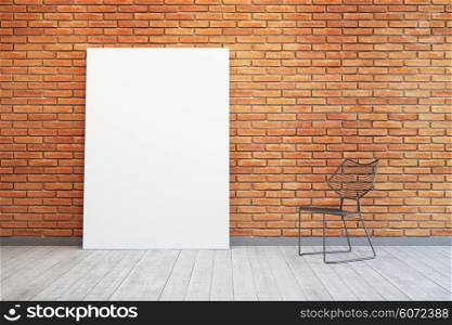 room with blank picture and chair