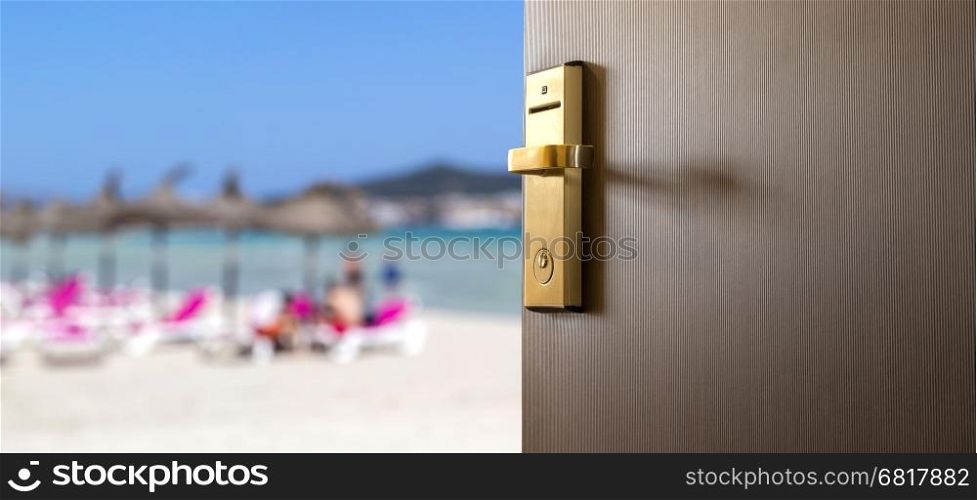 room with open door on sea