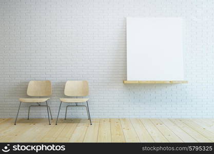 room with two modern chair and blank picture