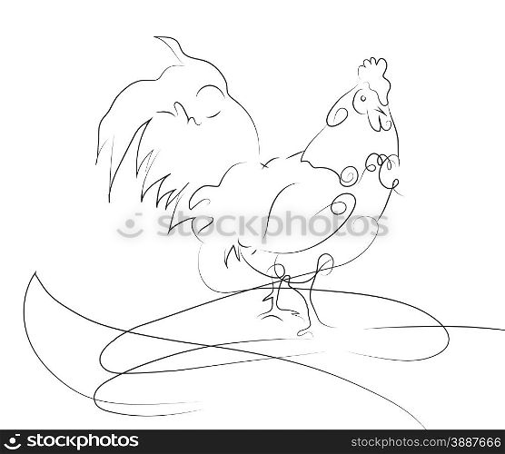 Rooster Black outline illustration made in 2d software
