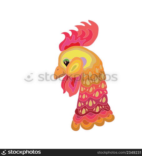 Rooster head logo mascot. Abstract cartoon illustration. Head of cartoon rooster isolated.