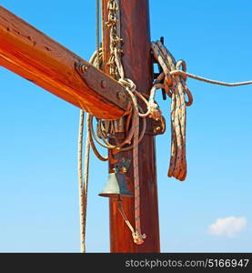 rope and metal in the blue say ocean mediterranean sea