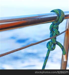 rope and metal in the blue say ocean mediterranean sea