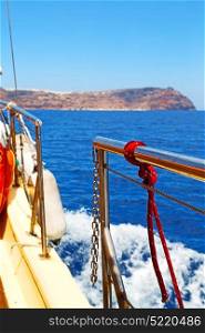 rope and metal in the blue skay aocean mediterranean sea
