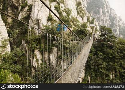 Rope bridge across a mountain, Shaolin Monastery, Henan Province, China