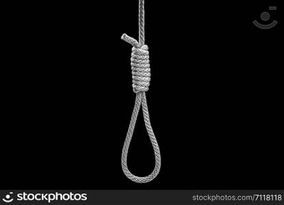 Rope noose on background, a loop of rope for hanging on a black
