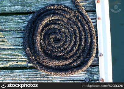 Rope on jetty, Lake Cayuga at Ithaca, New York