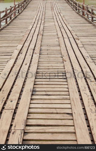 Rope walkway through the treetops in a rain forest