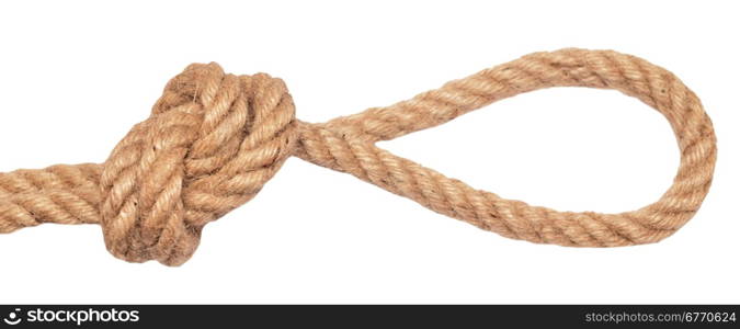 rope with knot and loop isolated on white background