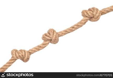 rope with knots isolated on white background