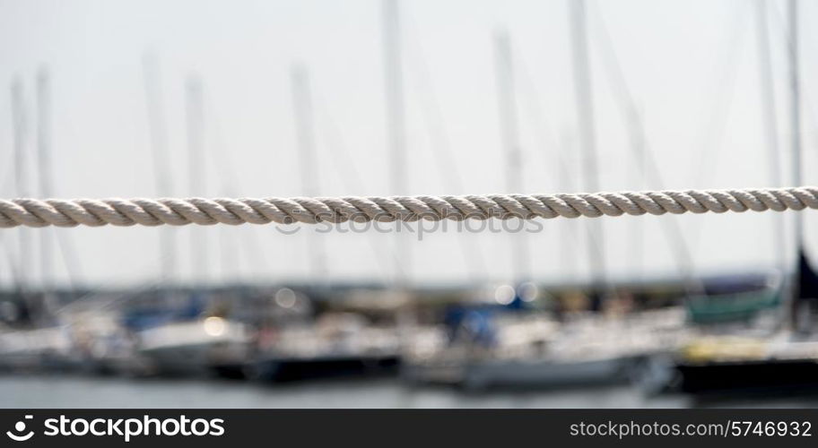 Rope with sailboats at marina in background, Spinnakers Landing, Summerside, Prince Edward Island, Canada