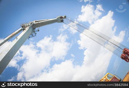 Ropes in an old crane. Orange lines .