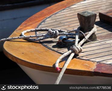 ropes on the wooden boat