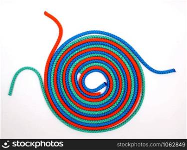 ropes rolled up on white background