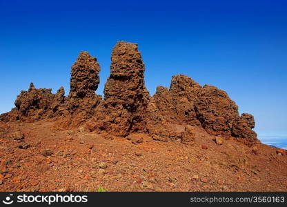 Roque de los Muchachos stones in Caldera Taburiente La Palma at Canary Islands