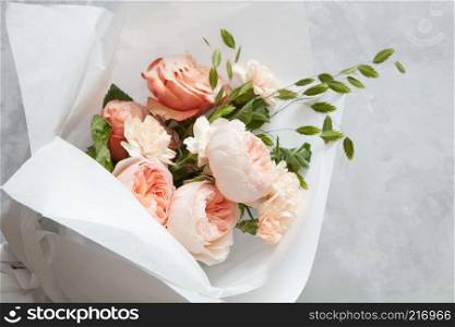 rose bouquet on vintage style on stone background. rose bouquet on vintage style