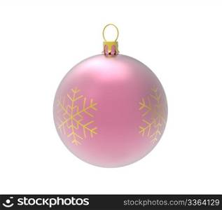 Rose christmass ball isolated on white