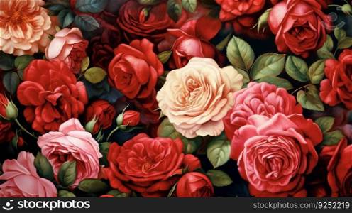 Rose flower background. Illustration Generative AI 