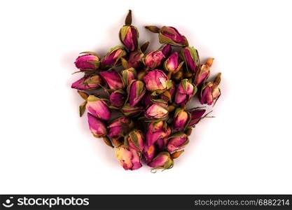 rose flower dry tea isolated on a white background