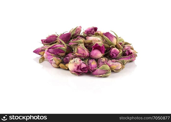 rose flower dry tea isolated on a white background