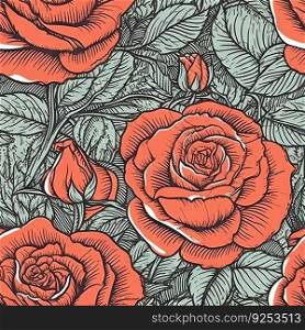 Rose flower seamless pattern. Floral seamless background. Generative AI.. Rose flower seamless pattern. Floral seamless background. Generative AI