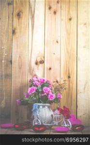 rose flower set in studio shot, vintage filter image