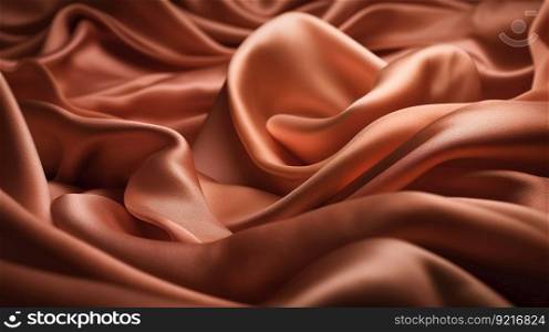 Rose Gold Fabric in Wavy Bokeh Abstract Background. Generative AI
