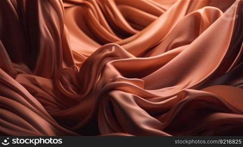 Rose Gold Fabric in Wavy Bokeh Abstract Background. Generative AI