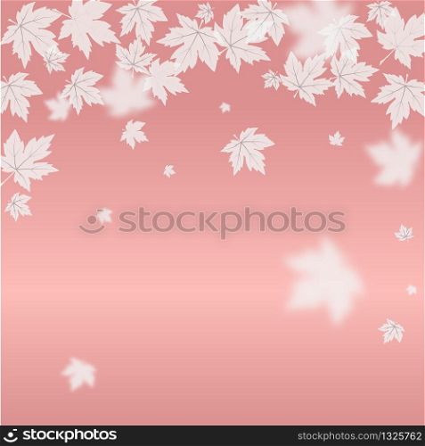 Rose gold metal foil and maple leaf abstract background. vector illustration