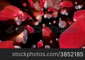 Rose petals and Diamonds Flying