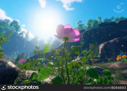 Rose rain in sunlight. Macro floral. Generate Ai. Rose rain in sunlight. Generate Ai