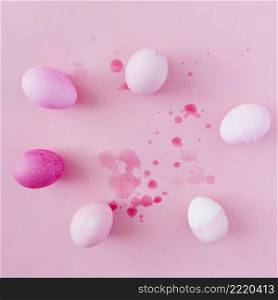 rose white easter eggs splashes dye liquid