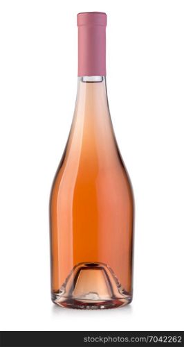 rose wine bottle isolated on white background with clipping path
