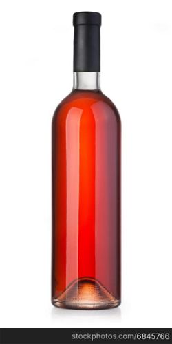 Rose wine bottle isolated on white with clipping path