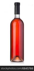 Rose wine bottle isolated on white with clipping path