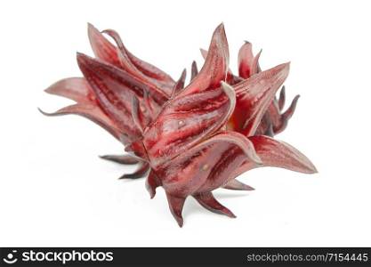 Roselle, Jamaican Sorelor or Hibiscus sabdariffa isolated on white background with clipping path