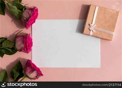 roses gift with mock up space