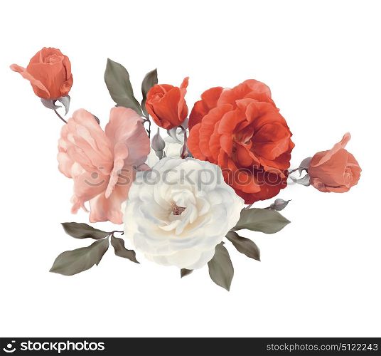 Roses watercolor isolated on white background. Roses watercolor on white background