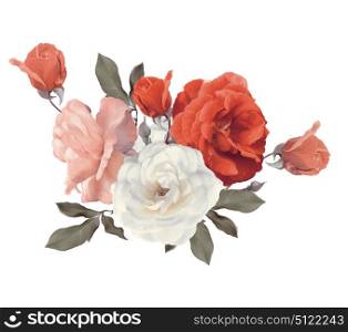 Roses watercolor isolated on white background. Roses watercolor on white background