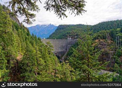 Ross Dam in North Cascades National Park, Washington as viewed from the Diablo Lake trail