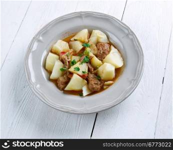 Rossypottu - traditional Finnish dish.stew made using potatoes, some pork