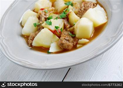 Rossypottu - traditional Finnish dish.stew made using potatoes, some pork