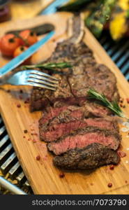 Rosted and grilled Beef Rib Steak, american groumet cuisine.